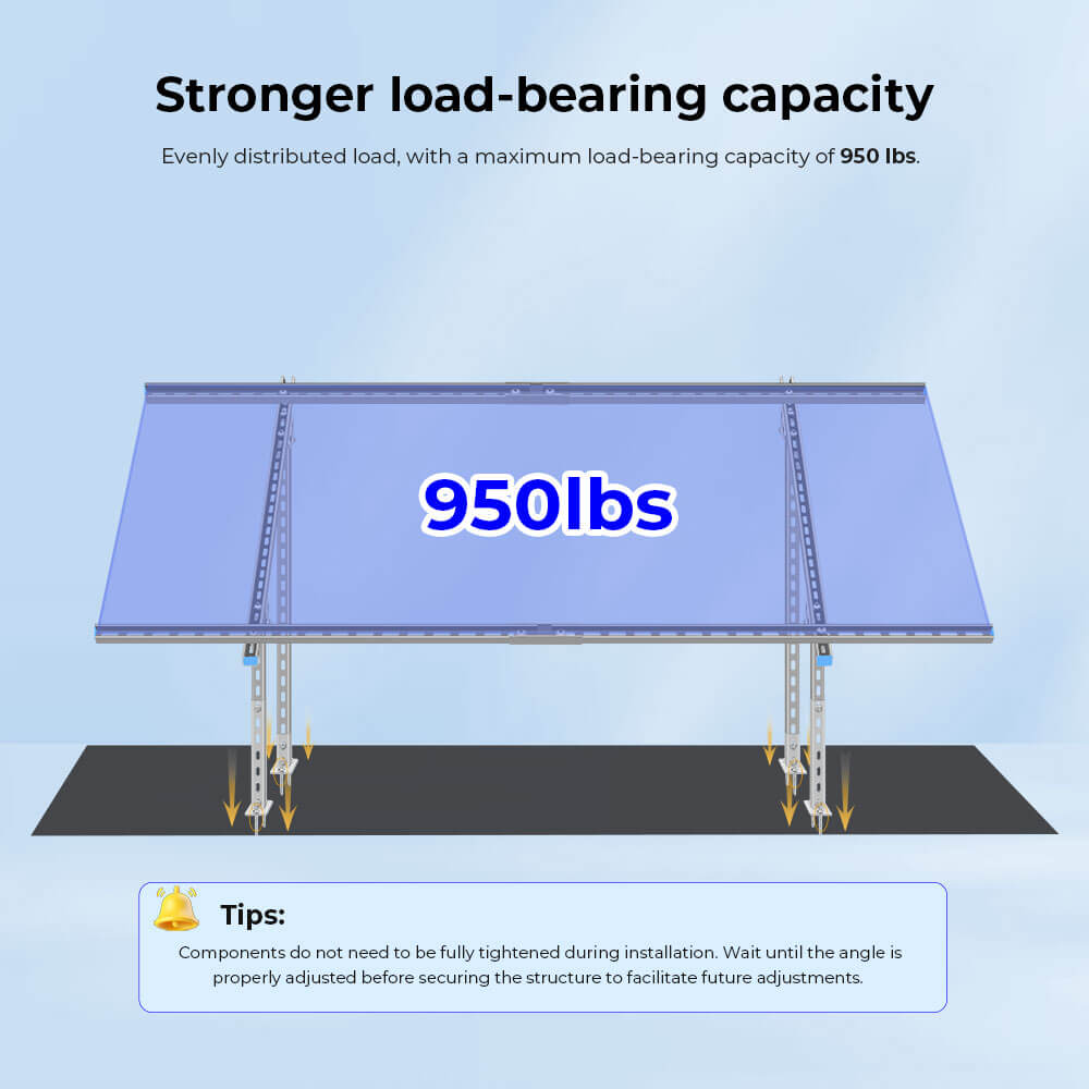 Modular & Expandable Ground Mount Brackets for 2× 400W–590W Solar Panels | Heavy-Duty Adjustable