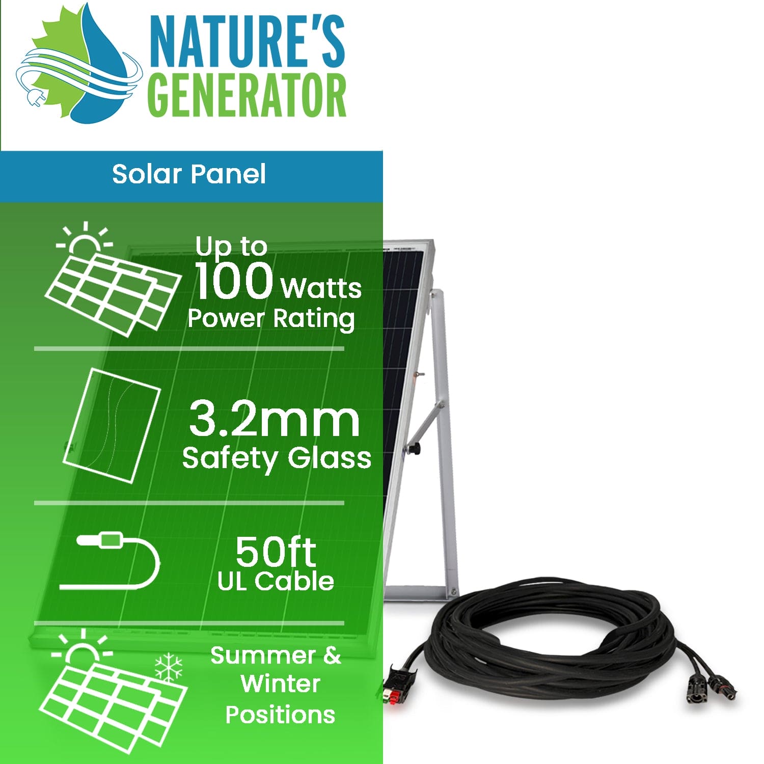 Nature's Generator Power Panel with 50 Foot Cable