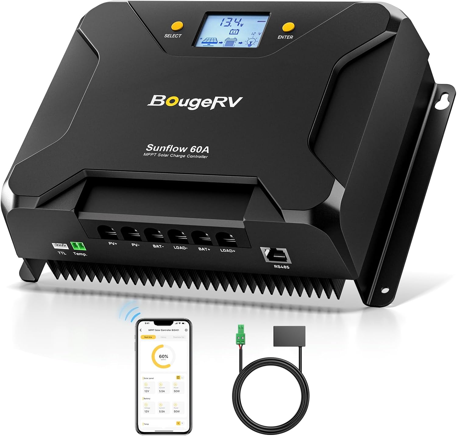 BougeRV Sunflow 60A MPPT Solar Charge Controller 12V/24V