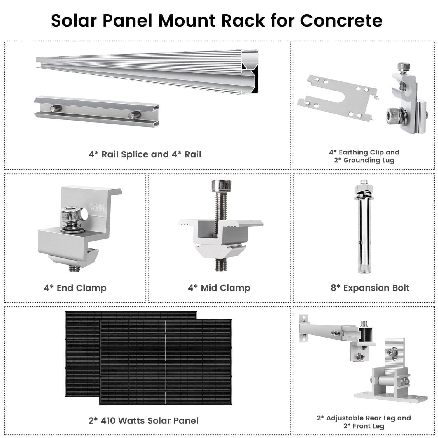 Nature's Generator 410 Watt Monocrystalline Solar Panel (2 Pack) With Solar Panel Mount Rack