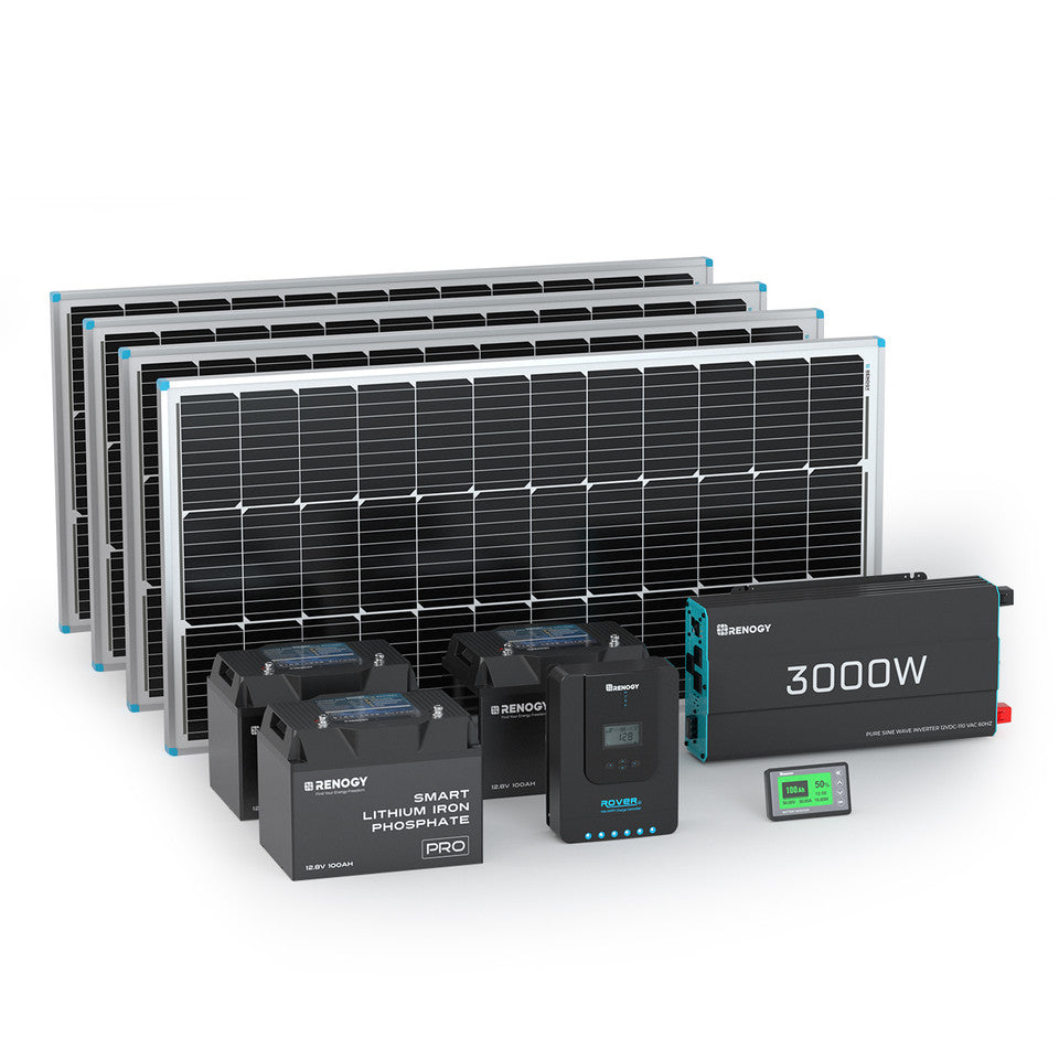 Renogy 400W Complete Kit for Workshop/Shed SKU: RKIT400BD-R40D4-LCFP3-P3-US