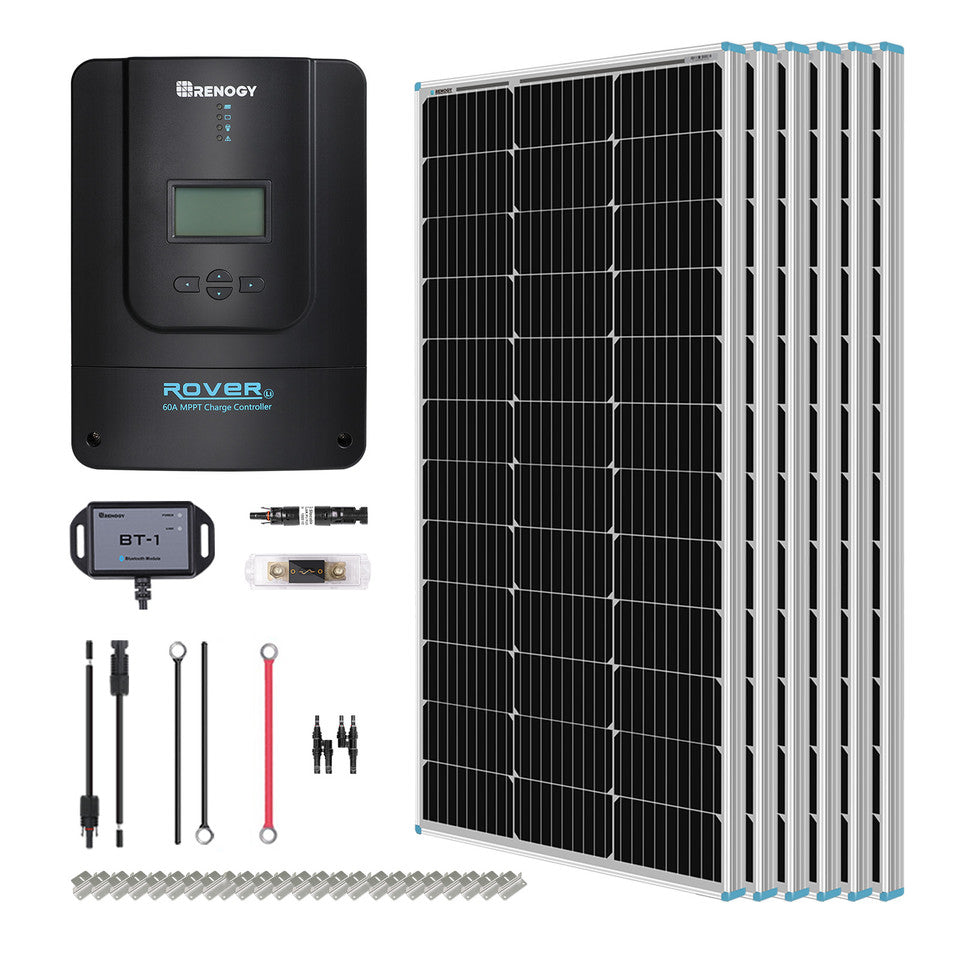 Renogy Energy 600W 12V/24V Monocrystalline Solar Premium Kit w/Rover 60A Charger Controller SKU: RKIT600DPM-RVR60-US
