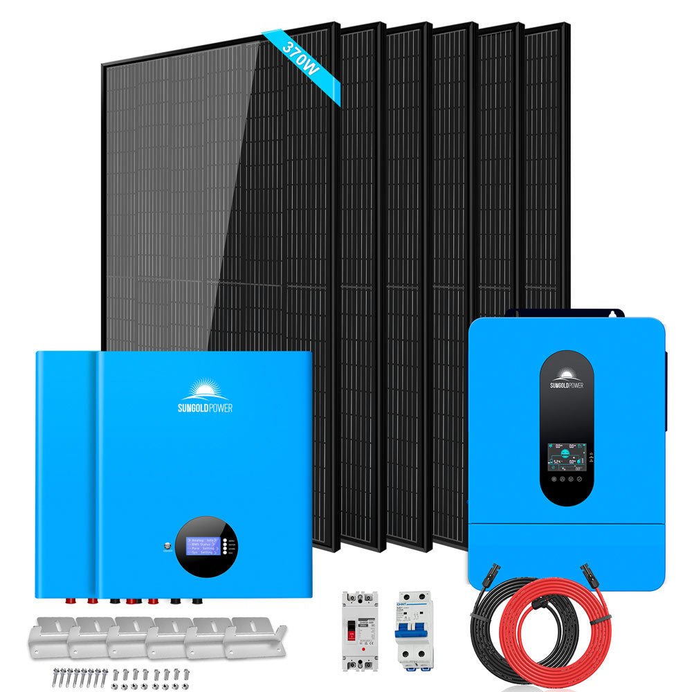 Off-Grid Solar Kit 6500W 48VDC 120/240VAC 5.12KWH/10.24KWH PowerWall Lithium Battery 6 X 370 Watts Solar Panels SGM-655M/ SGM-6510M