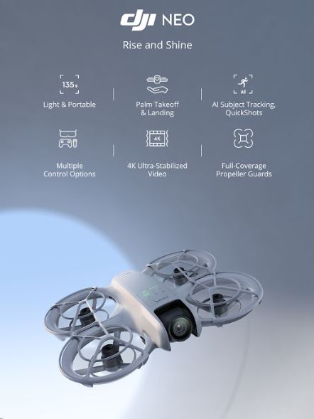 DJI Neo Combo Palm-Sized 4K Stabilized Video Drone with 3 Batteries (Open Box) CP.FP.00000218.01.TG