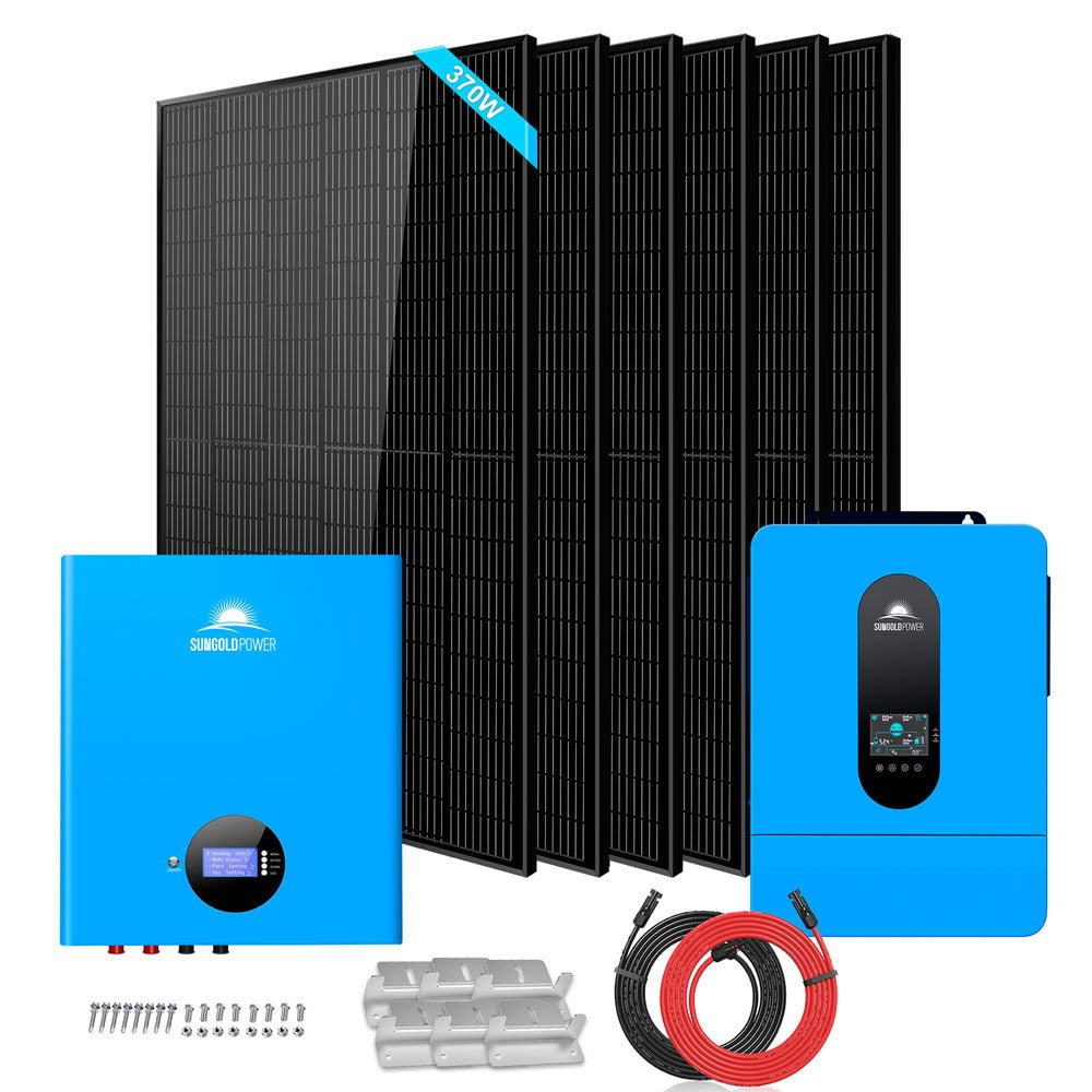 Off-Grid Solar Kit 6500W 48VDC 120/240VAC 5.12KWH/10.24KWH PowerWall Lithium Battery 6 X 370 Watts Solar Panels SGM-655M/ SGM-6510M