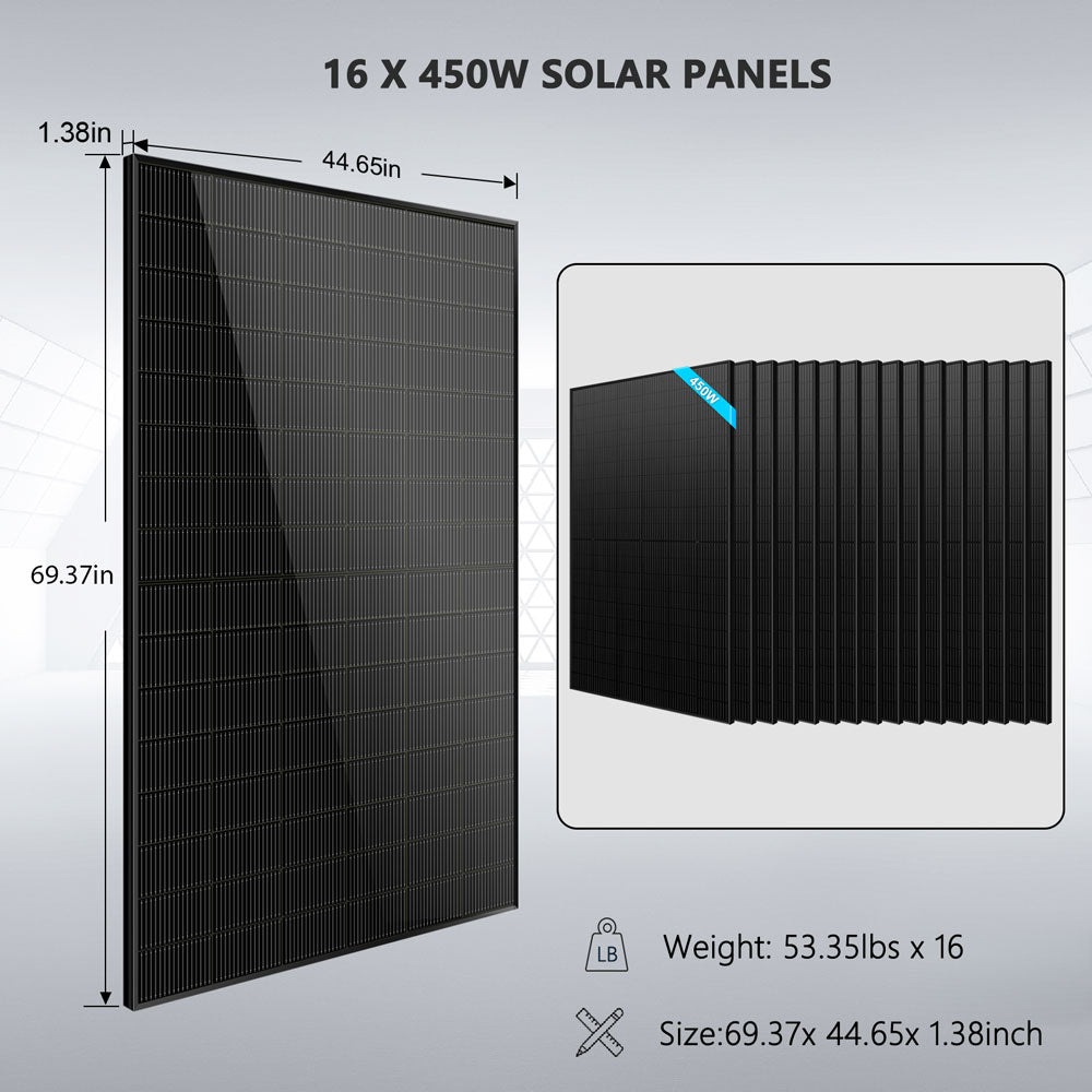 Hybrid Solar Kit 11.4KW 48V Split Phase 20.48KWH/51.2KWH Lithium Battery 450 Watt Solar Panel SGH-11N2E/ SGH-11N5E