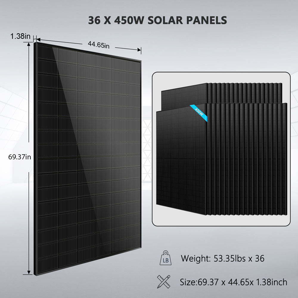 Complete off Grid Solar Kit 12000W 48V 120V/240V output 10.24KWH Lithium Battery 5400 Watt Solar Panel SGK-12MAX
