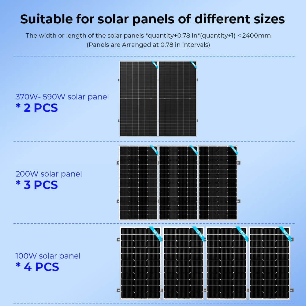 Modular & Expandable Ground Mount Brackets for 2× 400W–590W Solar Panels | Heavy-Duty Adjustable