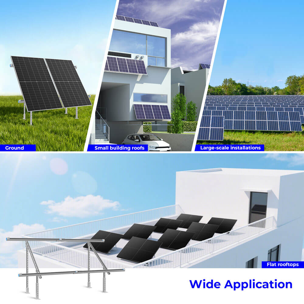 Modular & Expandable Ground Mount Brackets for 2× 400W–590W Solar Panels | Heavy-Duty Adjustable