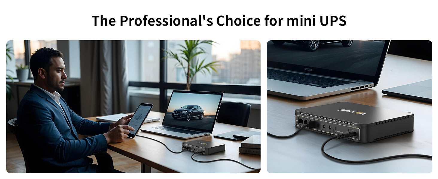 Pecron D77 DC UPS Battery Backup, 76.96Wh Small UPS for WiFi Router/Modem/Security Camera/Phone, With PoE Port, 5V/9V/12V