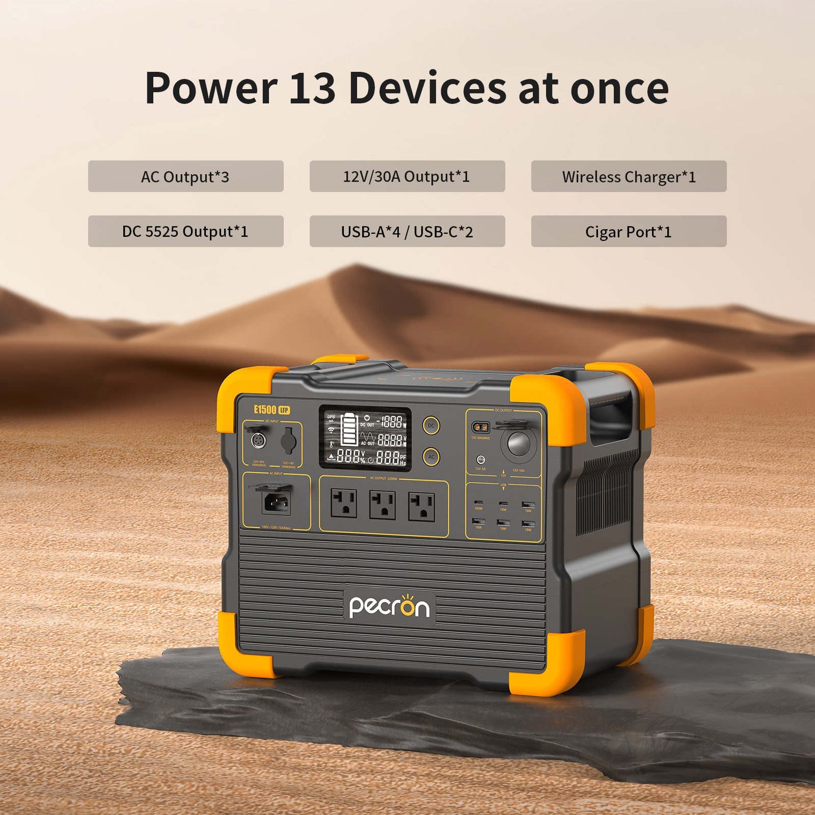 PECRON E1500LFP Expandable Portable Power Station 2200W 1536Wh