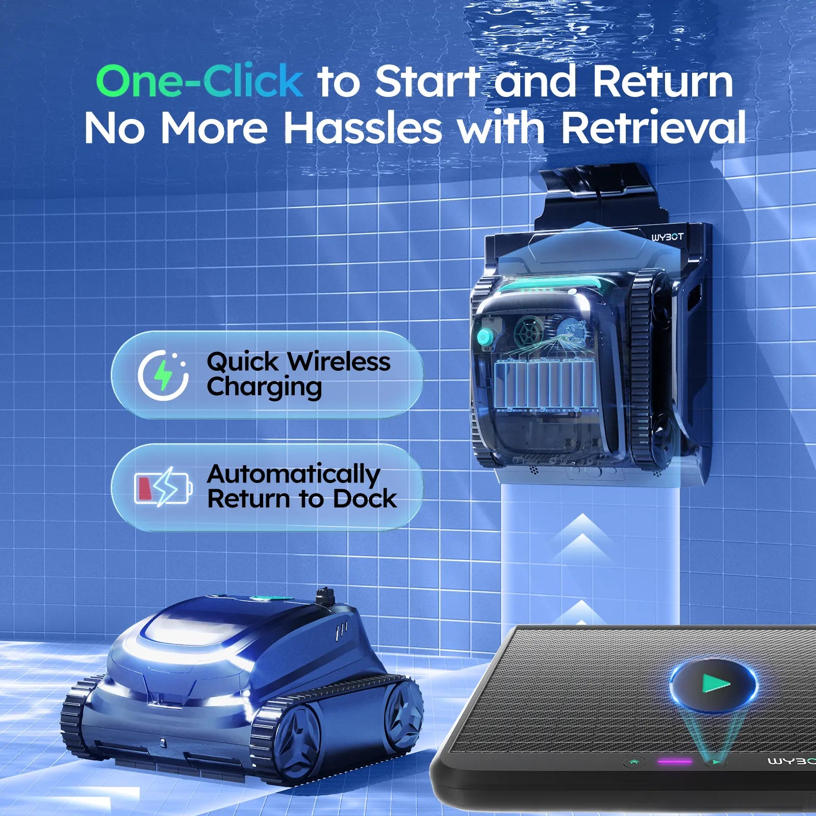 WYBOT S2 Solar with Solar-Powered Charging Dock Robotic Pool Cleaner