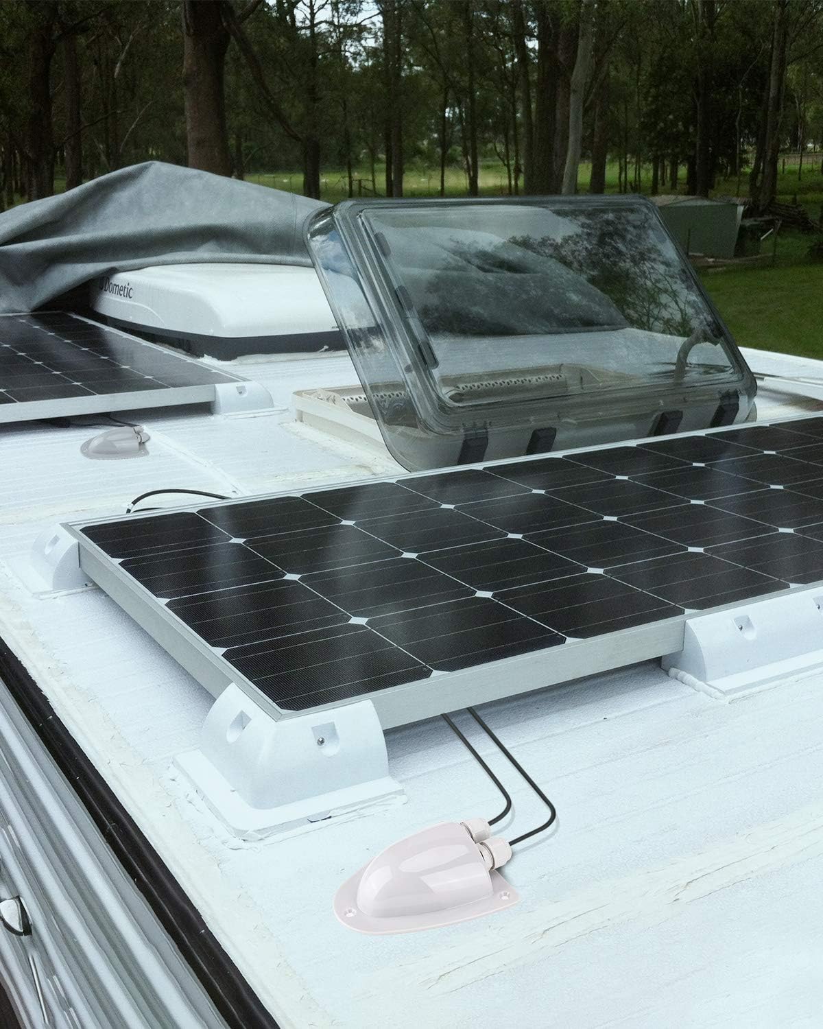 White Solar Weatherproof Double Cable Entry Gland