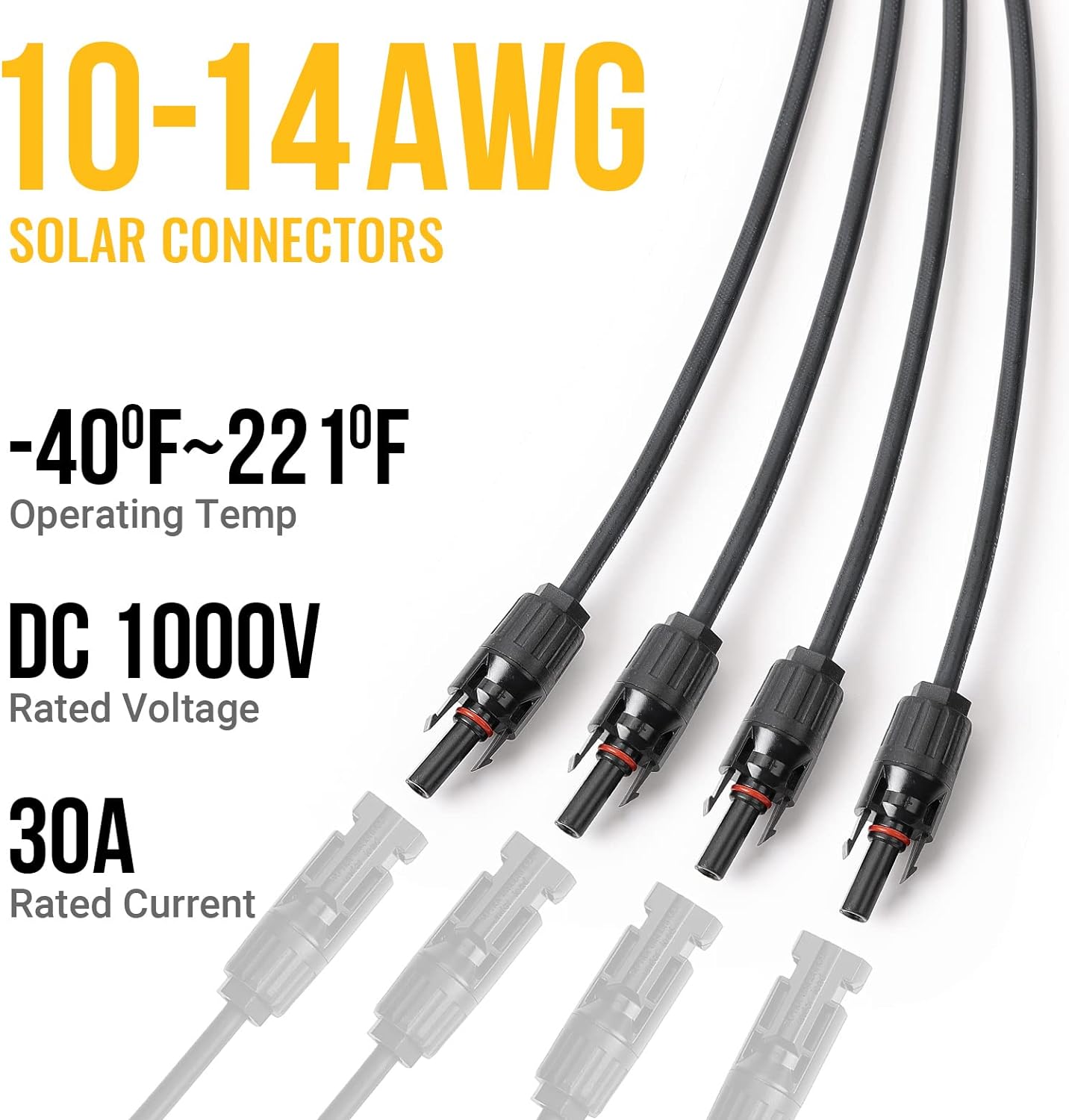 BougeRV Solar Panel Parallel Connectors 1 to 4 Solar Cable Wire