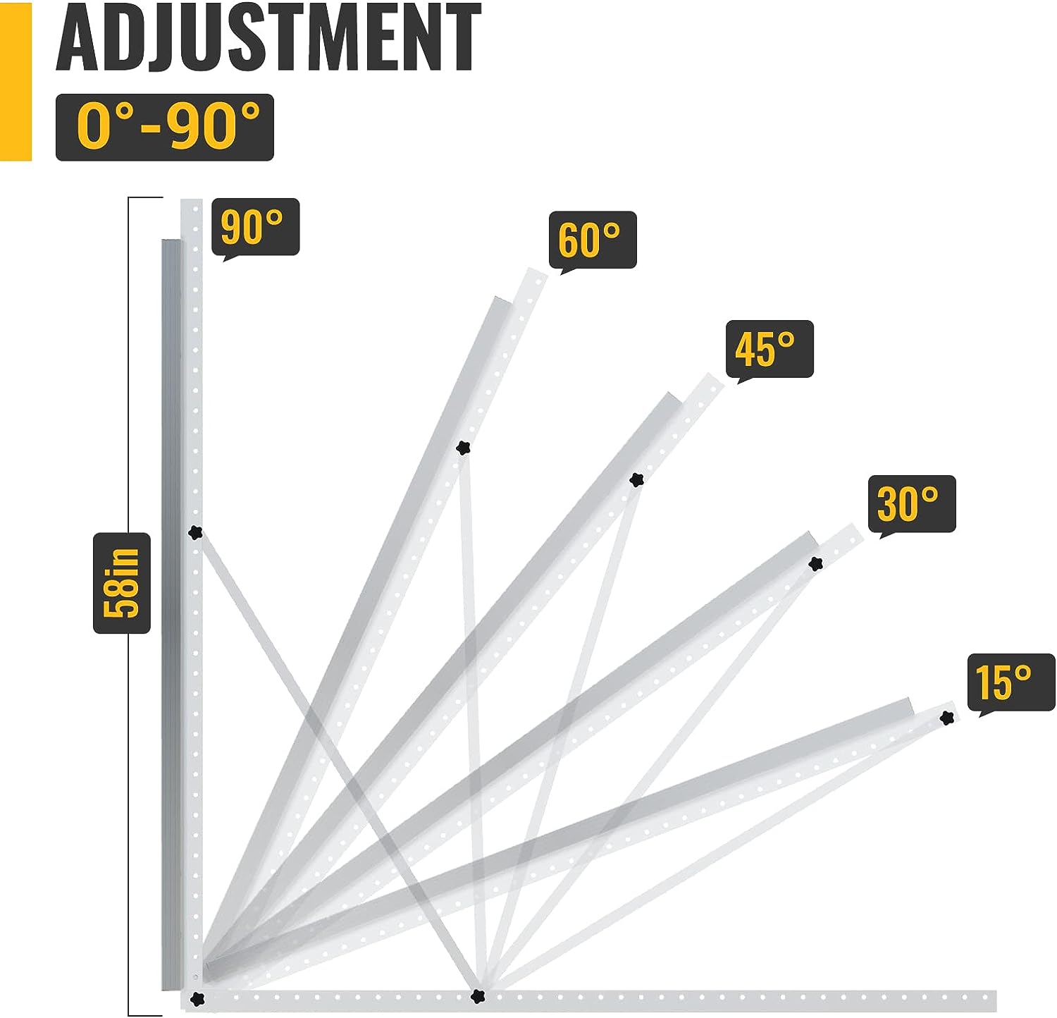 BougeRV 58in Adjustable Solar Panel Tilt Mount Brackets with Foldable Tilt Legs