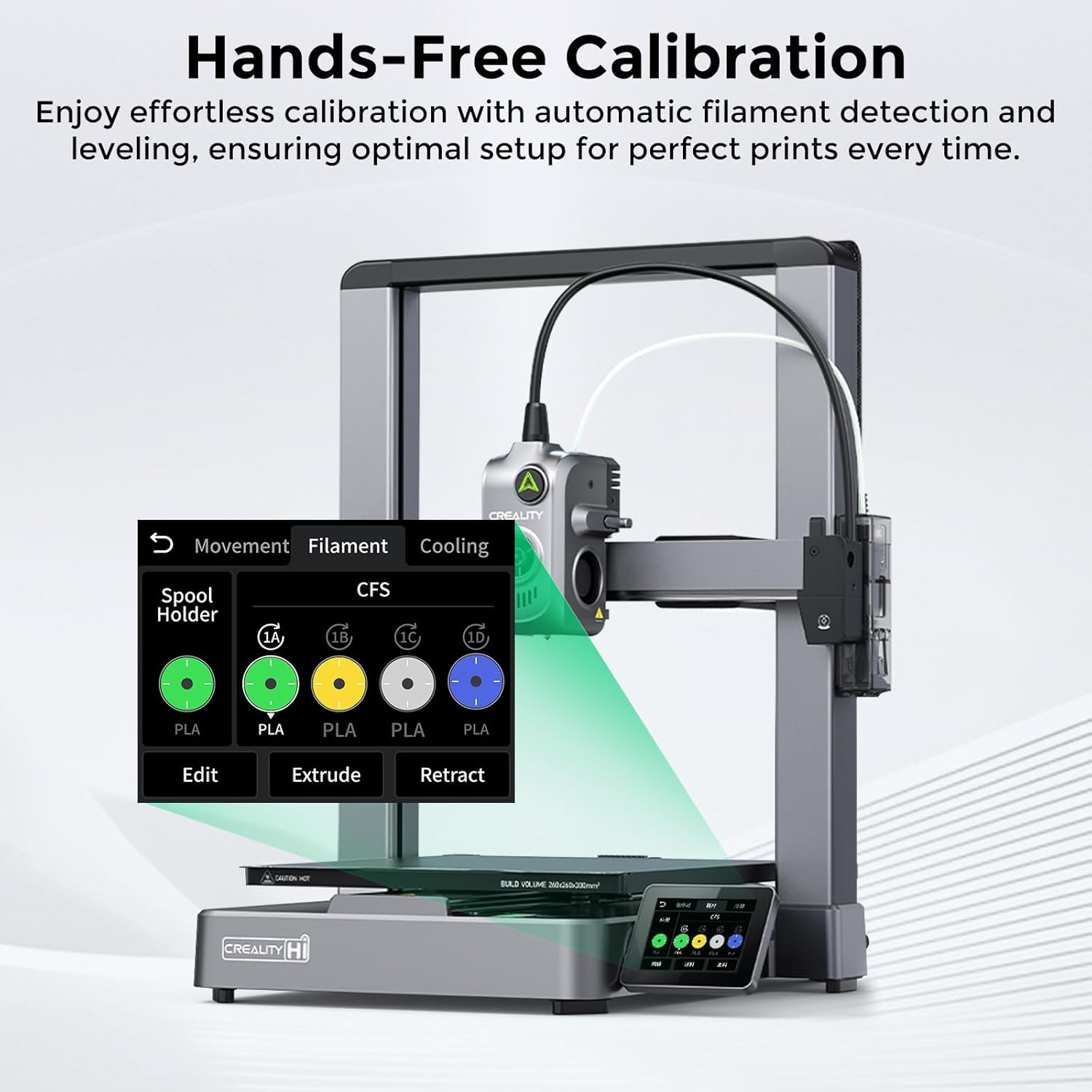 Creality HI 3D Printer, 500mm/s Hyper-Speed, Auto RFID Filament Detection, All-Metal Frame, 260x260x300mm Build Volume