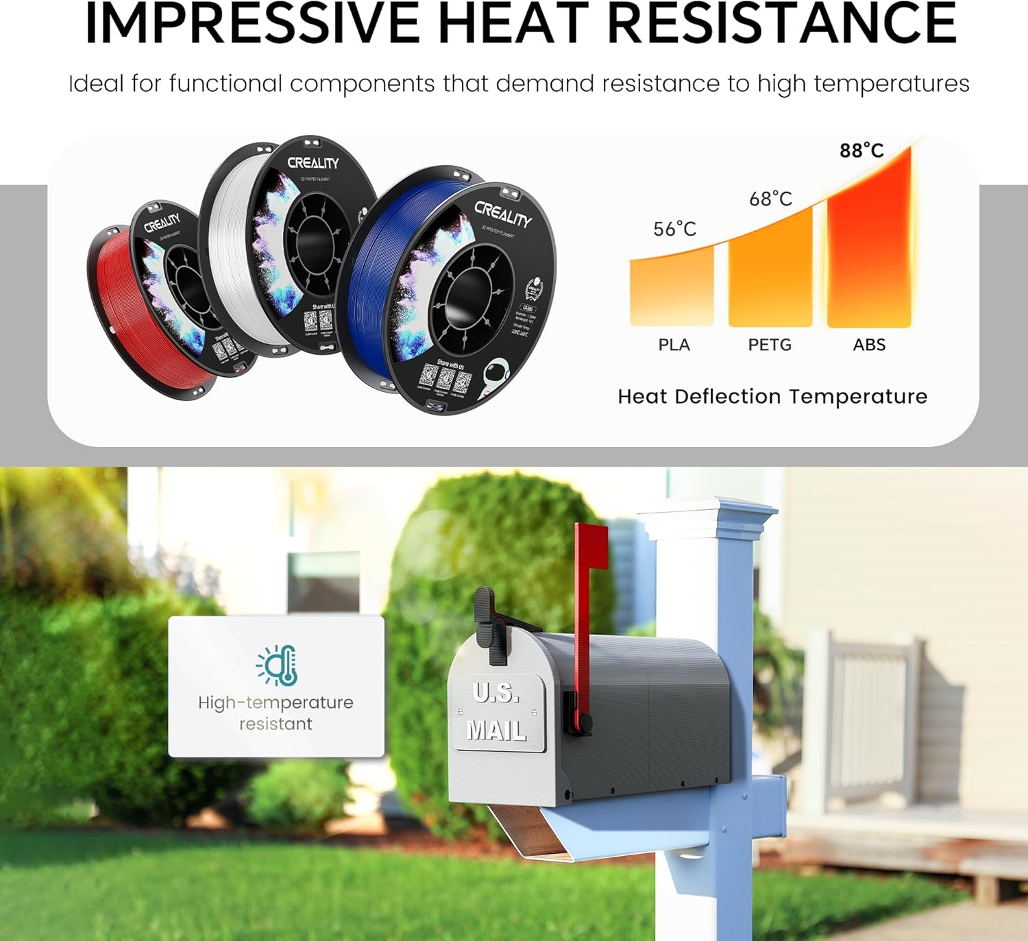 Creality ABS Filament 1.75mm Grey 3D Printer Filaments, 1kg(2.2lbs)