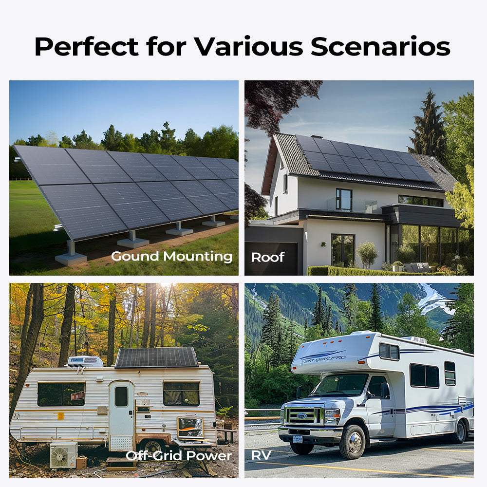 BougeRV 300 Watt N-Type Rigid Bifacial 16BB Mono Solar Panel