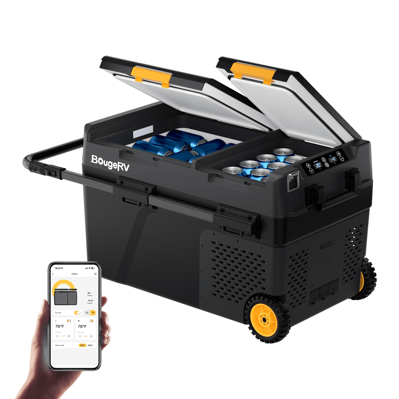 BougeRV CRD2 43QT Dual Zone 12V Portable Fridge Freezer