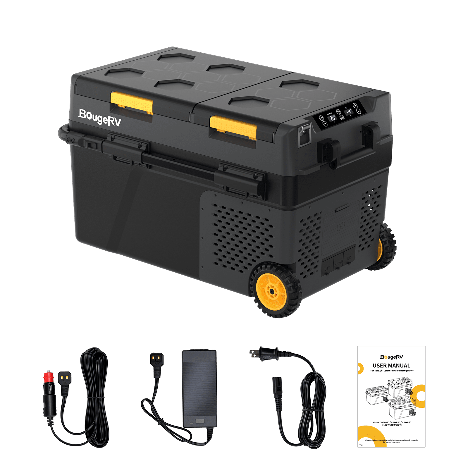 BougeRV CRD2 43QT Dual Zone 12V Portable Fridge Freezer