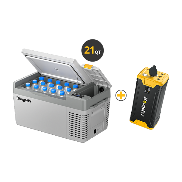 BougeRV CRPRO20 21 Quart 12V Portable Car Fridge Freezer White