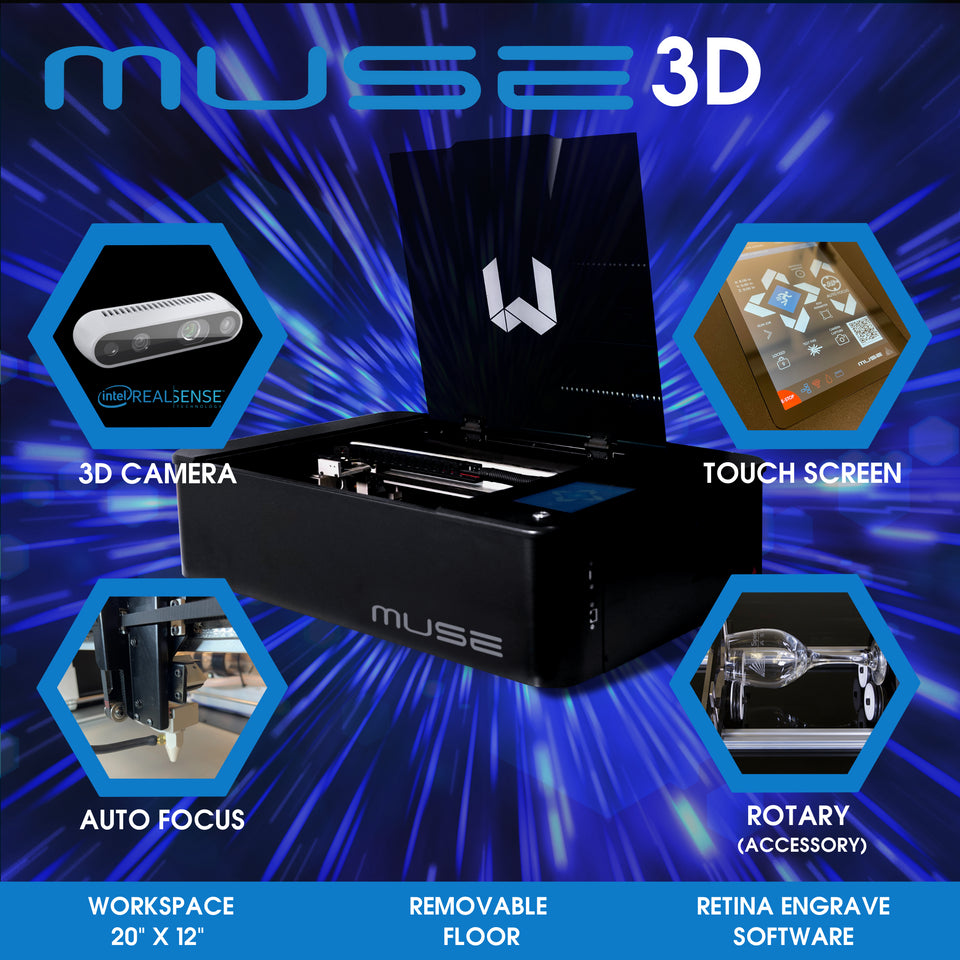 Muse 3D Autofocus 20"x12" Desktop CO2 Laser