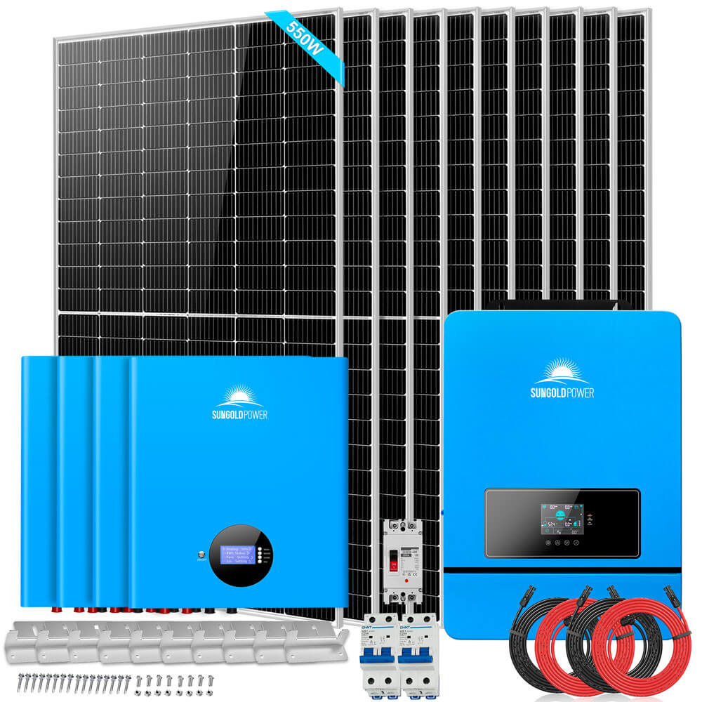 OFF GRID SOLAR KIT 10 X 550 WATTS SOLAR PANELS 4 X 5.12KWH POWERWALL LITHIUM BATTERY 10KW SOLAR INVERTER 48VDC 120V/240V SGM-10K20