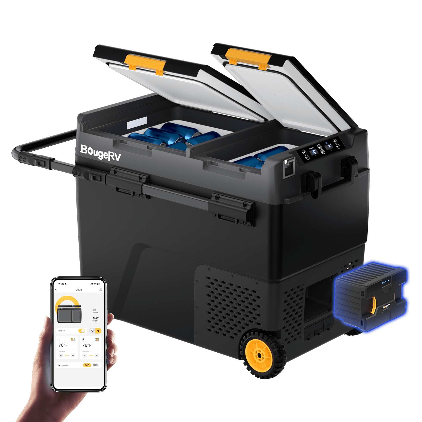 BougeRV CRD2 61QT Dual Zone 12V Portable Fridge Freezer