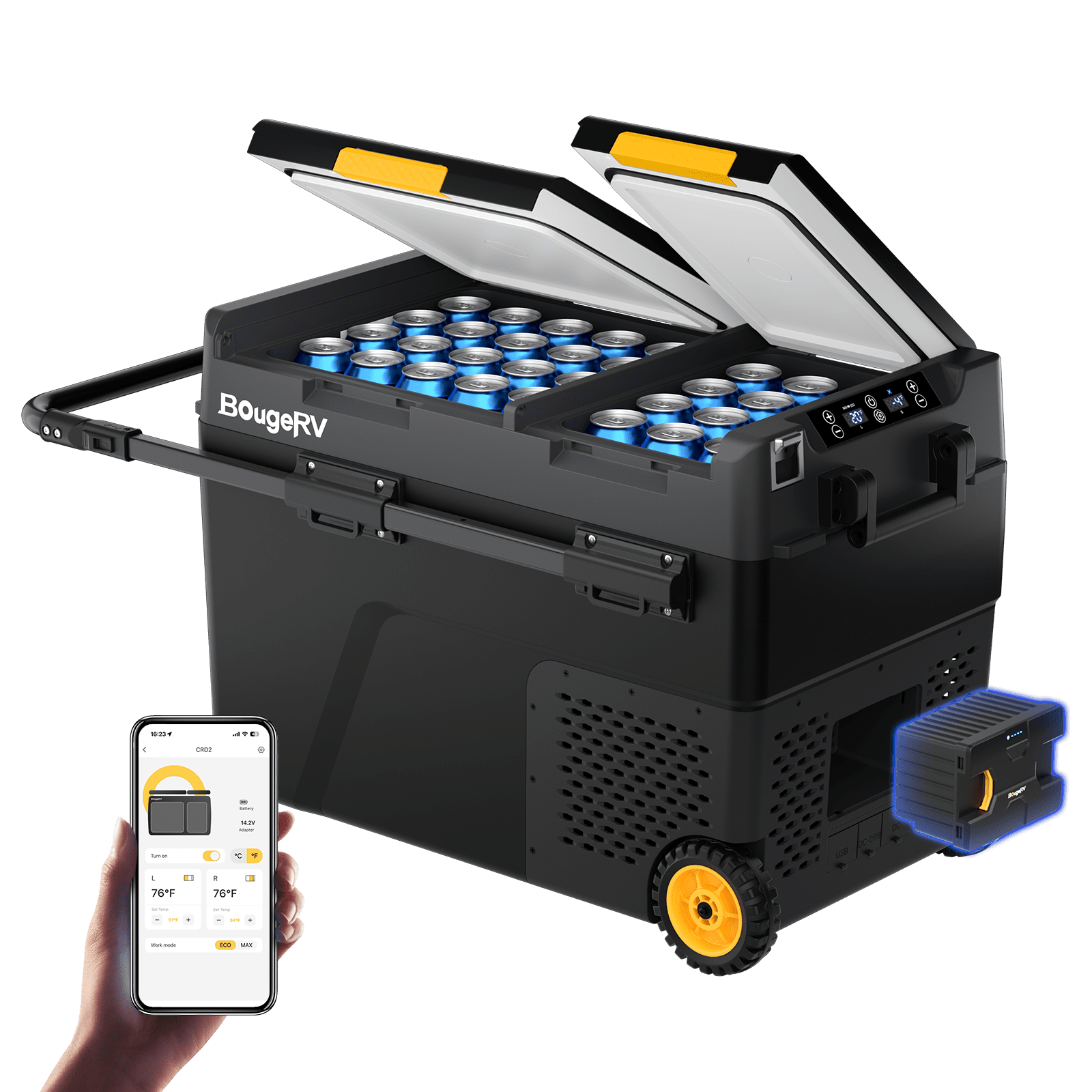 BougeRV CRD2 52QT Dual Zone 12V Portable Fridge Freezer